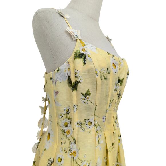 Camilla Daisy Chains Floral Linen-Silk Midi-Dress M - Picture 12 of 15